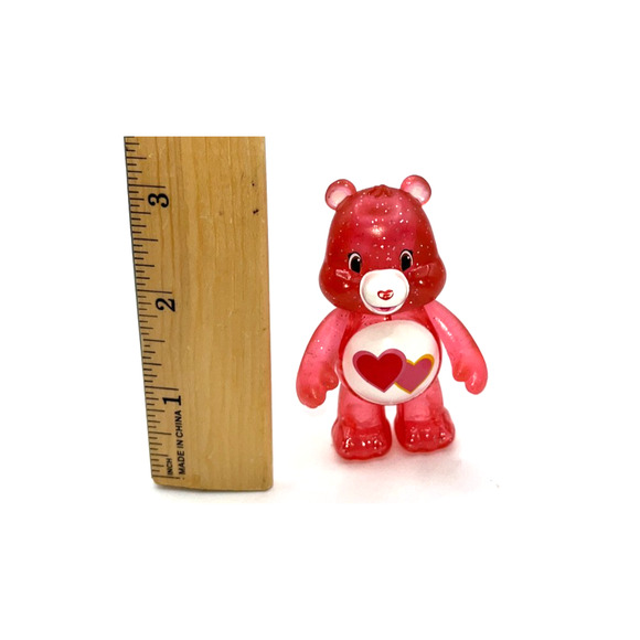 Red Pink Heart Care Bears Glitter Fun Figures Love Alot Bear Cupcake Cake Topper - Picture 8 of 8